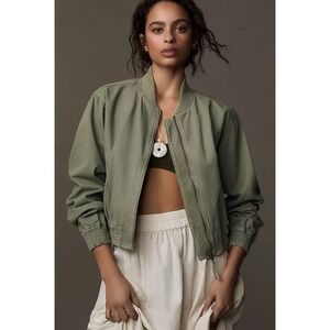 Anthropologie Pilcro Canvas Cropped Bomber Jacket Women's SZ XS Street-Chic